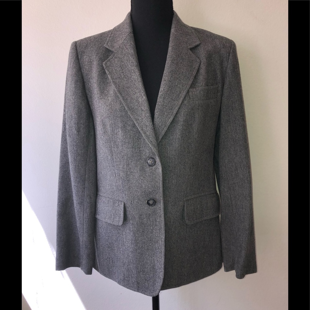 Vintage '80s Evan Picone Classic Heathered Gray Blazer Academia Preppy S/M
